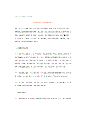民主生活会个人对照检查材料.docx