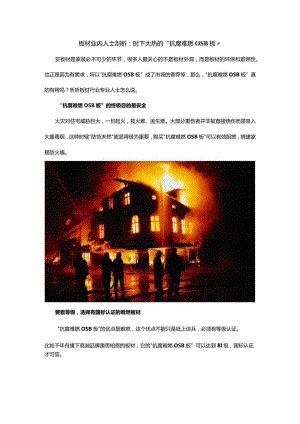 板材业内人士剖析：时下大热的“抗腐难燃OSB板”.docx