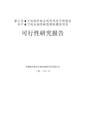 某公司4万吨秸秆综合利用项目可研报告.docx