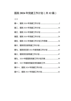 医院2024年党建工作计划(精选12篇).docx