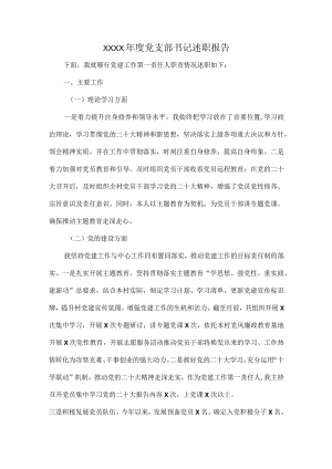 XXXX年度党支部书记述职报告.docx