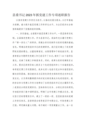 县委书记2023年抓党建工作专项述职报告.docx