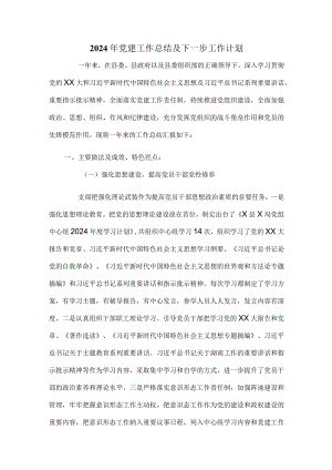 2024年党建工作总结及下一步工作计划.docx
