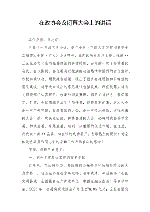 在政协会议闭幕大会上的讲话.docx