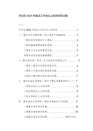 书记在2024年政法工作会议上的讲话范文稿.docx