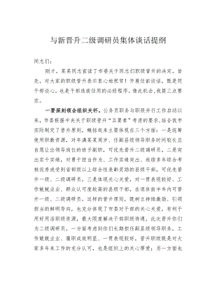 与新晋升二级调研员集体谈话提纲.docx