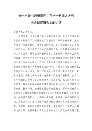 沧州市委书记康彦民：在市十五届人大五次会议闭幕会上的讲话.docx