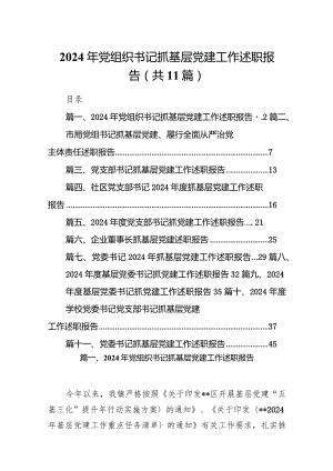 2024年党组织书记抓基层党建工作述职报告11篇（最新版）.docx