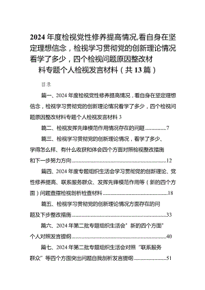 2024年度检视党性修养提高情况看自身在坚定理想信念检视学习贯彻党的创新理论情况看学了多少四个检视问题原因整改材料专题个人检视发言材.docx