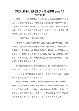 学校纪委书记巡视巡察整改专题民主生活会个人对照检查.docx