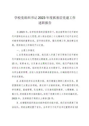 学校党组织书记2023年度抓基层党建工作述职报告.docx