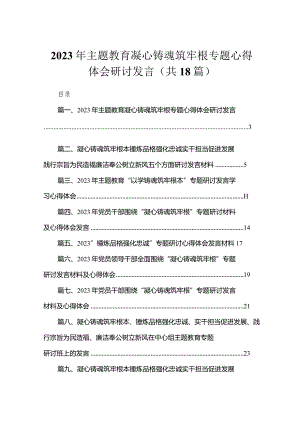 20232023年专题教育凝心铸魂筑牢根专题心得体会研讨发言最新精选版【18篇】.docx
