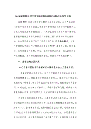2024某副局长民主生活会对照检查材料新八各方面2篇.docx