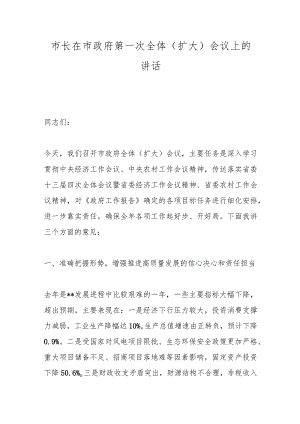 市长在市政府第一次全体（扩大）会议上的讲话.docx