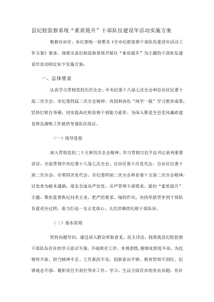 县纪检监察系统“素质提升” 干部队伍建设年活动实施方案.docx