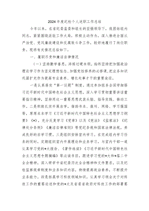2024年度纪检个人述职工作总结.docx