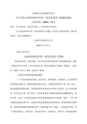 云南省加快内外贸一体化发展若干措施（2024年）.docx