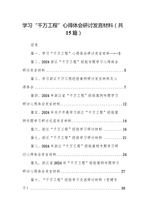 学习“千万工程”心得体会研讨发言材料15篇（详细版）.docx