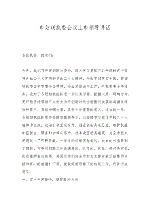 市妇联执委会议上市领导讲话.docx
