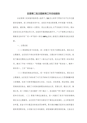 区委第二批主题教育工作总结报告.docx