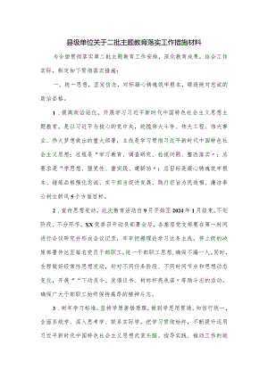 县级单位关于二批主题教育落实工作措施材料.docx