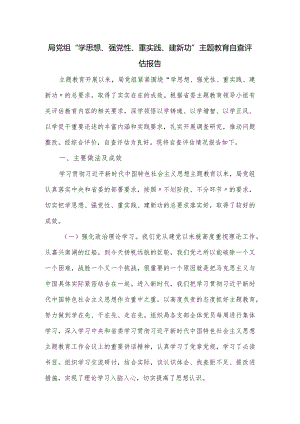 局党组“学思想、强党性、重实践、建新功”主题教育自查评估报告.docx