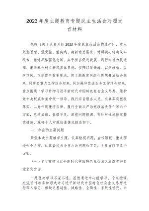 2023年度主题教育专题民主生活会对照发言材料（对照维护党中央权威和集中统一领导等）.docx