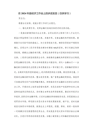 在2024年县经济工作会上的讲话发言.docx