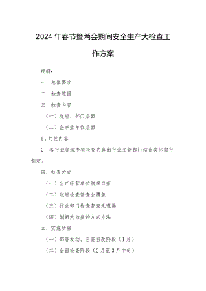 2024年春节暨两会期间安全生产大检查工作方案.docx