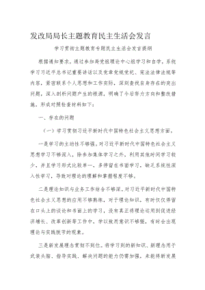 发改局局长主题教育民主生活会发言.docx