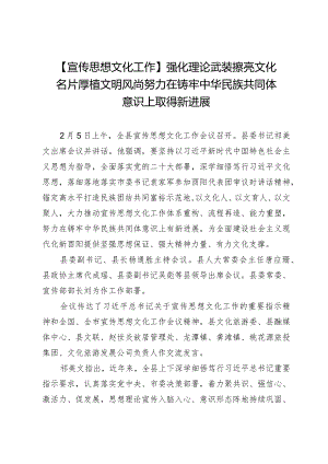 【宣传思想文化工作】强化理论武装擦亮文化名片厚植文明风尚努力在铸牢中华民族共同体意识上取得新进展.docx