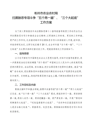 彬州市农业农村局扫黑除恶专项斗争“五个再一遍”、“三个大起底”工作方案.docx