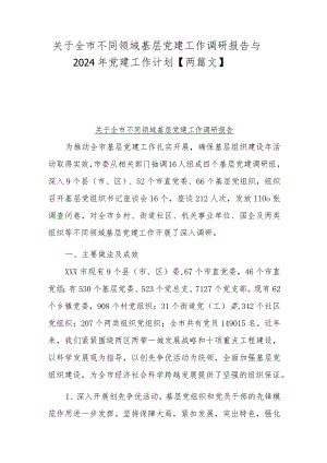 关于全市不同领域基层党建工作调研报告与2024年党建工作计划【两篇文】.docx