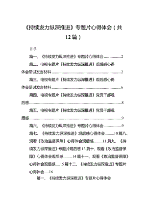 《持续发力纵深推进》专题片心得体会范文12篇（最新版）.docx