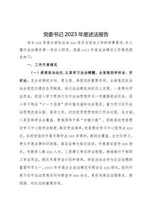 党委书记2023年度述法报告.docx