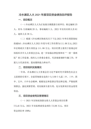 冷水滩区人大2021年度项目资金绩效自评报告.docx