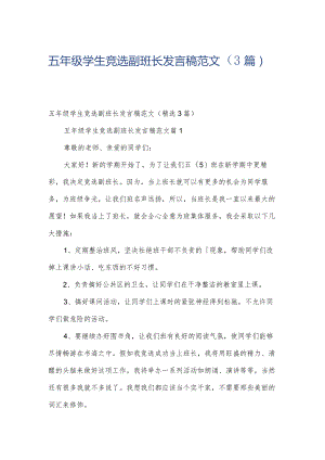 五年级学生竞选副班长发言稿范文（3篇）.docx
