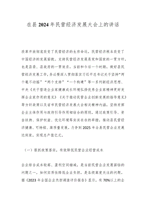 在县2024年民营经济发展大会上的讲话.docx