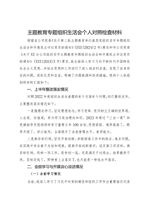 党支部青年委员主题教育专题组织生活会个人对照检查材料.docx