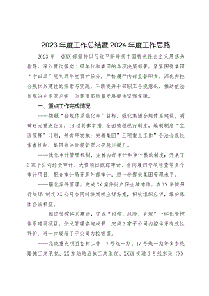 国企职能部门2023年度工作总结暨2024年度工作思路.docx
