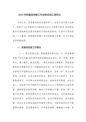 2023年抓基层党建工作述职总结汇报范文.docx