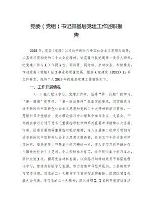 党委（党组）书记抓基层党建工作述职报告.docx