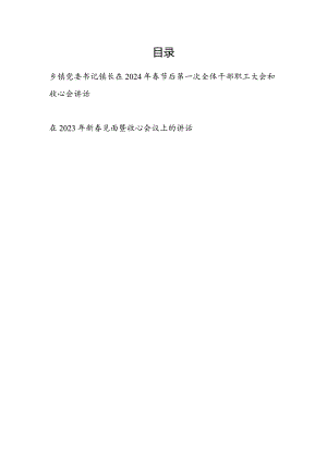 乡镇党委书记镇长在2024年春节后第一次全体干部职工大会和收心会讲话.docx
