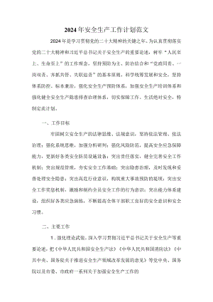 2024年安全生产工作计划范文.docx