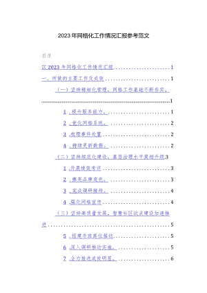 2023年网格化工作情况汇报参考范文.docx