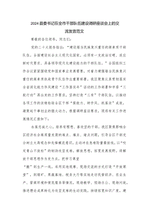 2024县委书记在全市干部队伍建设调研座谈会上的交流发言范文.docx