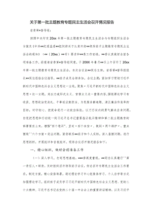 关于第一批主题教育专题民主生活会召开情况报告.docx