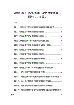 公司纪检干部纪检监察干部教育整顿读书报告16篇供参考.docx
