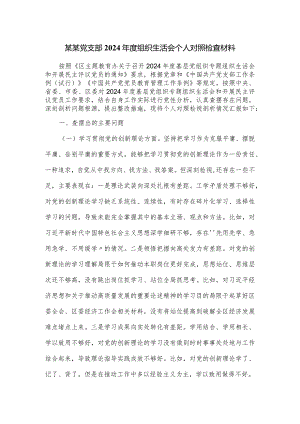 某某党支部2024年度组织生活会个人对照检查材料.docx