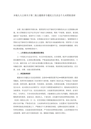乡镇人大主席关于第二批主题教育专题民主生活会个人对照检查材料.docx